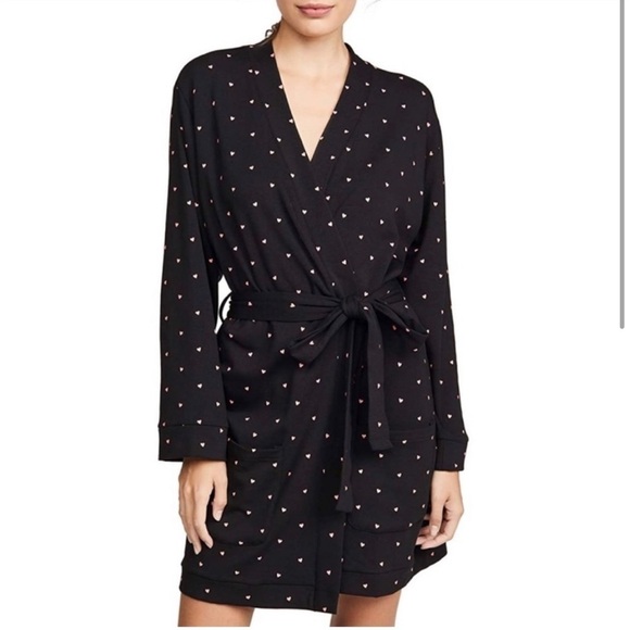 Plush Apparel Fleece Heart Print Robe NW T - Picture 1 of 13